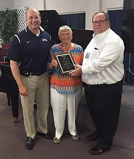 Left to Right: Brewton-Parker Christian University President Steve Echols, Dr. Hildegard Stanley, and Warren Rogers, Current President of the Georgia Baptist Church Music Conference. (Photo by David Wilson, BPC Associate Professor of Music)