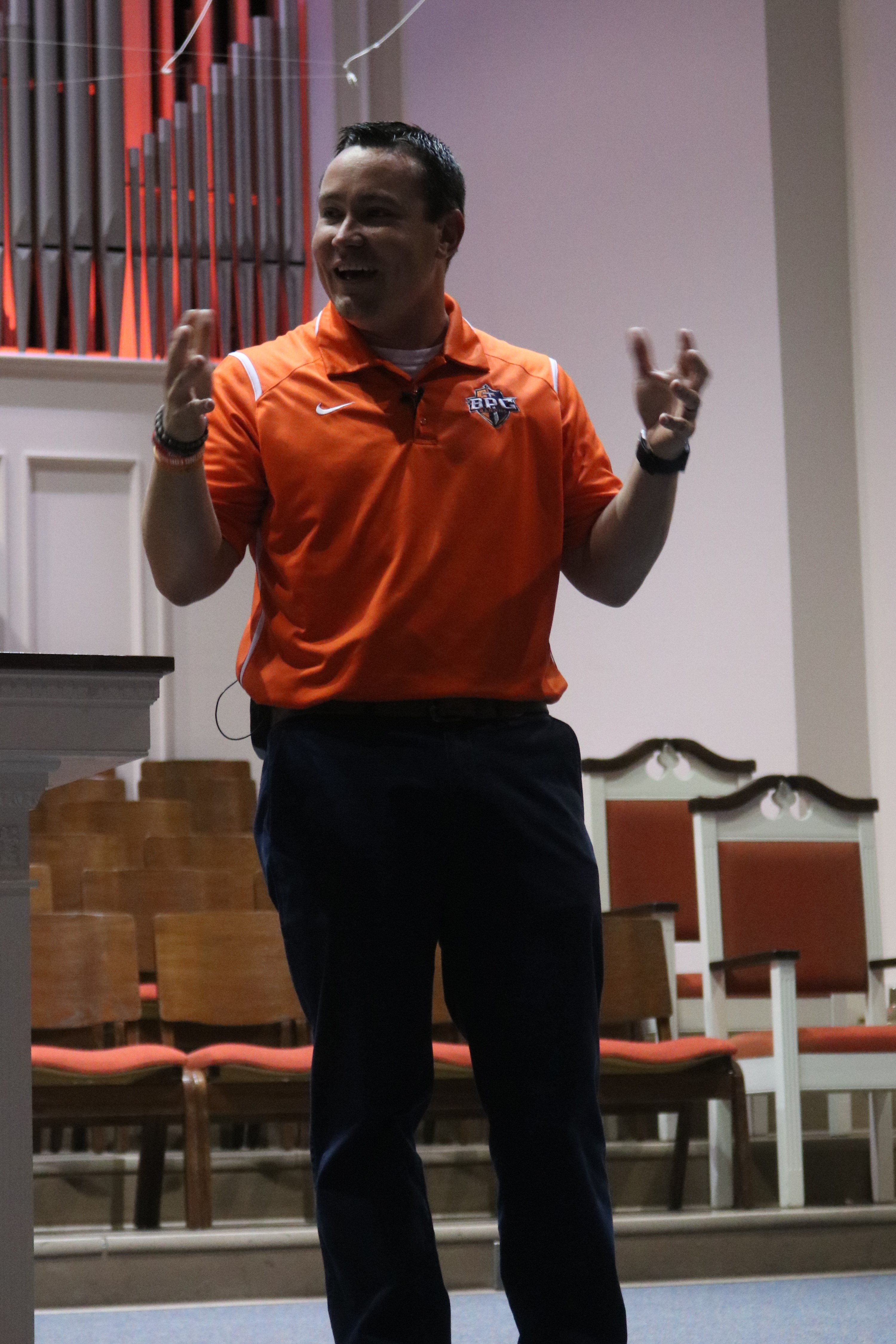 “A lot of times we, as Christians, try to find our value in other people, but the approval of others shouldn’t be where we find our value,” Coach Madison Herrin shared during Brewton-Parker College’s February 13 chapel service. (Photo Credit: Jose Carrillo-Garcia)