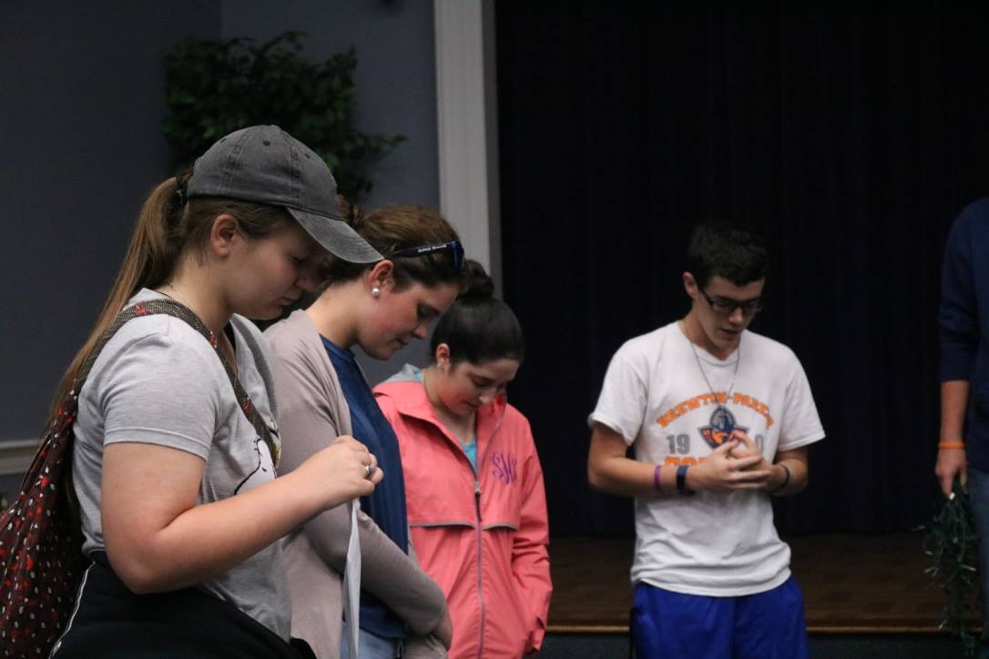 A group of students, staff, and faculty prayer walked through Brewton-Parker College in preparation for the student-led revival. This revival was planned for March 12-14. Photo Credit: Caitlyn Parrish
