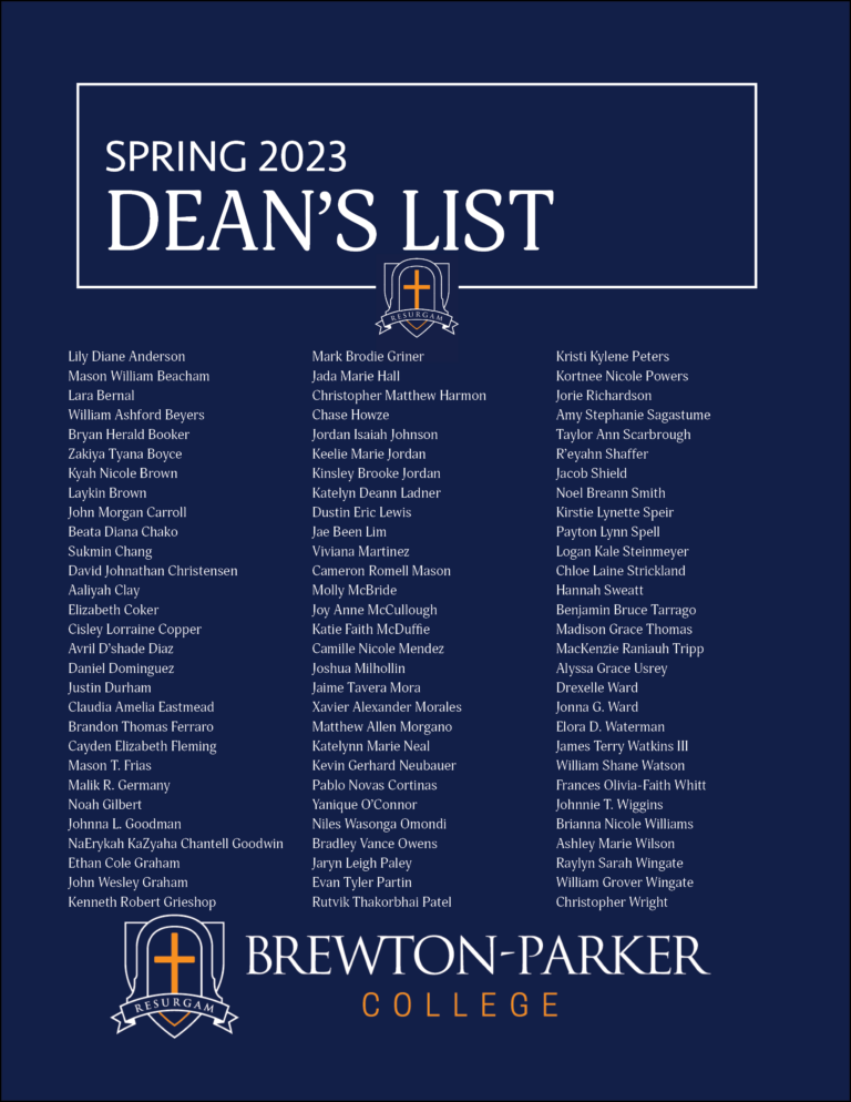 Spring 2023 Dean’s List BrewtonParker College